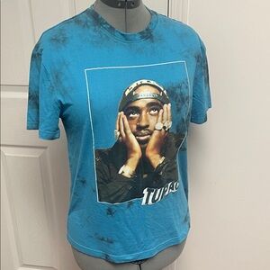 Tupac Blue Graphic Tie Dye Short Sleeve Tee
